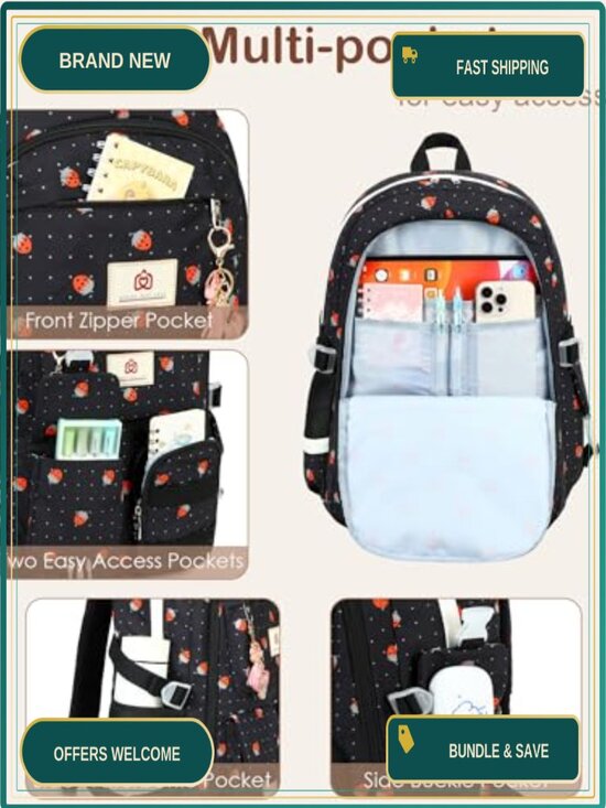 Laptop School Backpack for Teen Girls Women 15.6 Inch College Bookbag
